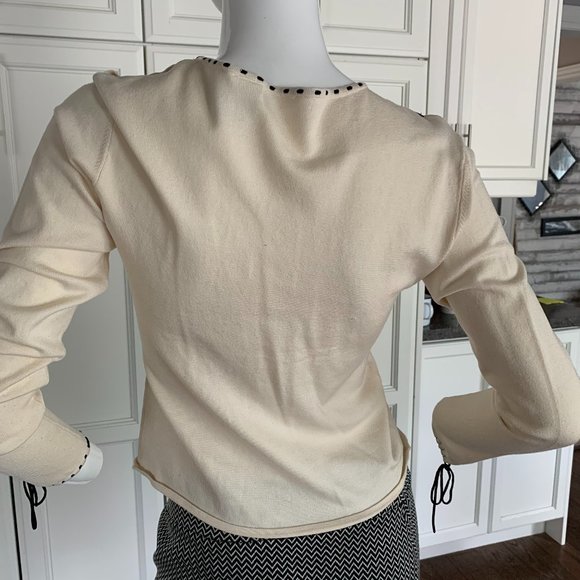 frost m 80% silk sweater off white & black - Picture 2 of 5